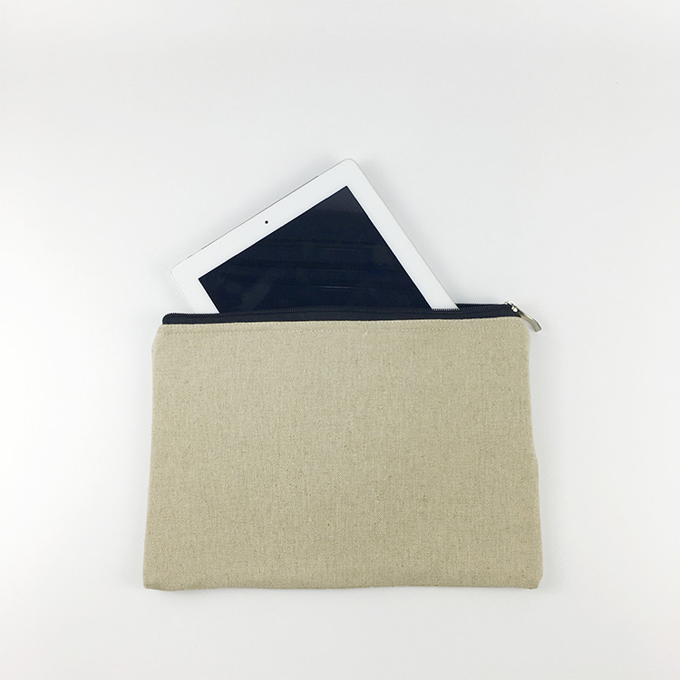 タブレット収納バッグ用卸売再利用可能な綿リネン化粧ポーチ