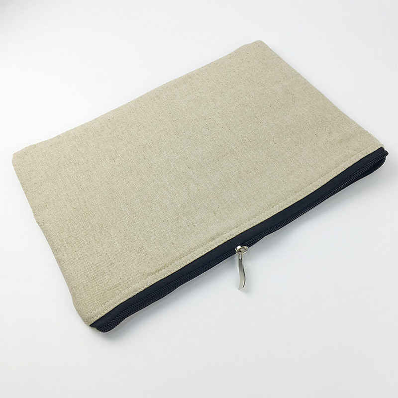 wholesale reusable cotton linen cosmetic pouch for tablet storage bag 6